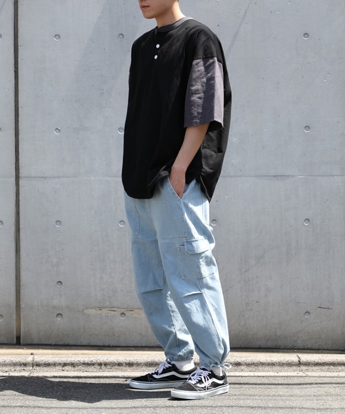 Goodwear(グッドウェア)の「【Goodwear】配色ヘンリーネック S/S SUPER BIG TEE U.S.A COTTON ※2W7-13206(Tシャツ/カットソー・メンズ・ネイビー/グレー/ホワイト/ブラック/グリーン/グレイッシュベージュ・XL/M/L)」の15枚目の写真