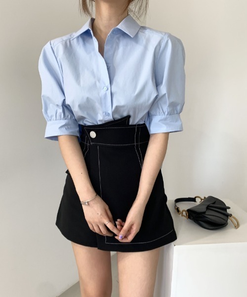 Achic(アシック)の「バブルスリーブゆったり後ろプリーツシャツ(シャツ/ブラウス・レディース・ブルー/ホワイト/ダークブルー・M)」の16枚目の写真