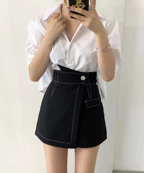 Achic(アシック)の「バブルスリーブゆったり後ろプリーツシャツ(シャツ/ブラウス・レディース・ブルー/ホワイト/ダークブルー・M)」の18枚目の写真