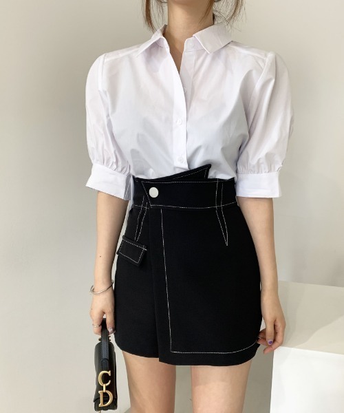 Achic(アシック)の「バブルスリーブゆったり後ろプリーツシャツ(シャツ/ブラウス・レディース・ブルー/ホワイト/ダークブルー・M)」の15枚目の写真