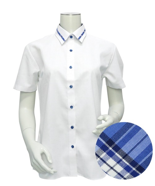 TOKYO SHIRTS（トウキョウシャツ）の「透け防止 形態安定ノーアイロン レギュラー衿 半袖ビジネスワイシャツ（ビジネスシャツ・レディース・ホワイト・S/L/M/XL/LL）」の5枚目の写真