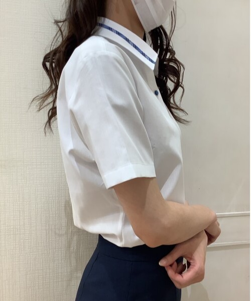 TOKYO SHIRTS（トウキョウシャツ）の「透け防止 形態安定ノーアイロン レギュラー衿 半袖ビジネスワイシャツ（ビジネスシャツ・レディース・ホワイト・S/L/M/XL/LL）」の3枚目の写真