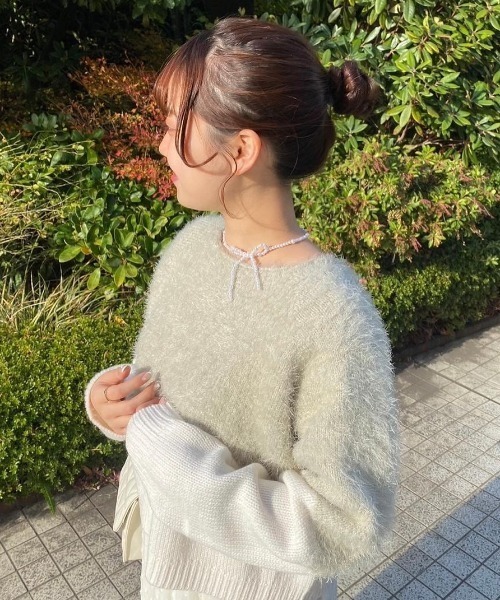 flower（フラワー）の「パーリーリボンネックレス（ネックレス・レディース・ホワイト・FREE）」の7枚目の写真