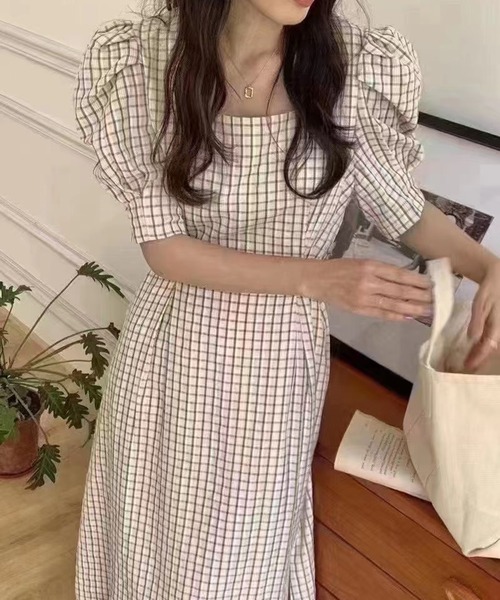 MAISON BREEZE(メゾンブリーズ)の「【MAISON BREEZE】チェック柄ウエストリボンワンピース KNF012(ワンピース・レディース・ブルー/ホワイト・FREE)」の6枚目の写真