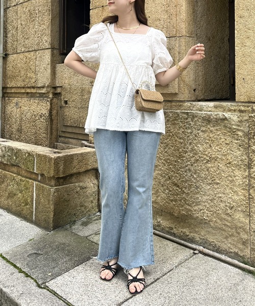 prose verse（プロズヴェール）の「スクエアパフコットンレースペプラムブラウス（シャツ/ブラウス・レディース・ブラック/オフホワイト・MEDIUM）」の20枚目の写真