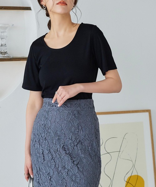 KOBE LETTUCE（コウベレタス）の「[骨格別][UVカット][接触冷感]真夏の制服Tシャツ（Tシャツ/カットソー・レディース・ブラック系2/ブラック系/ホワイト系/ブラック系1/ホワイト系1/ホワイト系2・M3/S1/M1/L2/M2/S2/L3/L1/S3）」の5枚目の写真