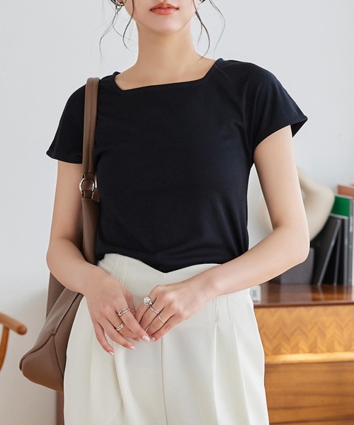 KOBE LETTUCE（コウベレタス）の「[骨格別][UVカット][接触冷感]真夏の制服Tシャツ（Tシャツ/カットソー・レディース・ブラック系2/ブラック系/ホワイト系/ブラック系1/ホワイト系1/ホワイト系2・M3/S1/M1/L2/M2/S2/L3/L1/S3）」の6枚目の写真