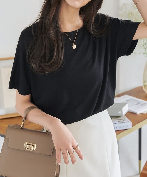 KOBE LETTUCE（コウベレタス）の「[骨格別][UVカット][接触冷感]真夏の制服Tシャツ（Tシャツ/カットソー・レディース・ブラック系2/ブラック系/ホワイト系/ブラック系1/ホワイト系1/ホワイト系2・M3/S1/M1/L2/M2/S2/L3/L1/S3）」の2枚目の写真