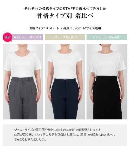 KOBE LETTUCE（コウベレタス）の「[骨格別][UVカット][接触冷感]真夏の制服Tシャツ（Tシャツ/カットソー・レディース・ブラック系2/ブラック系/ホワイト系/ブラック系1/ホワイト系1/ホワイト系2・M3/S1/M1/L2/M2/S2/L3/L1/S3）」の12枚目の写真