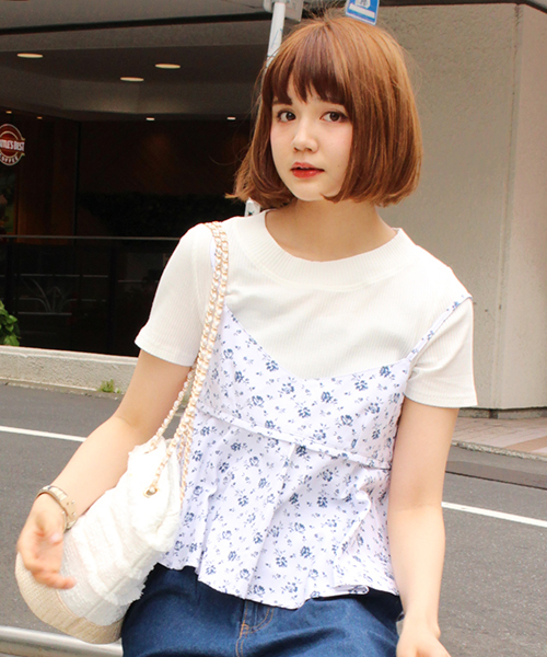 mystic（ミスティック）の「【村田 倫子× mystic LIMITED ITEM】花柄ﾌﾚｱｷｬﾐｿｰﾙ（シャツ/ブラウス・レディース・オフホワイト/ブラック/ブルー・FREE）」の2枚目の写真