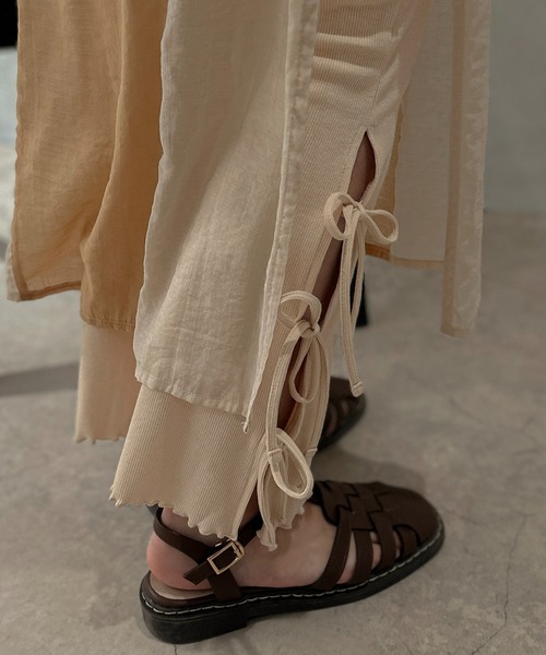 apres jour clair（アプレジュールクレア）の「【apres jour clair】サイドリボンリブパンツ【ZOZOTOWN限定アイテム】（その他パンツ・レディース・ベージュ/ブラウン系その他/アイボリー・フリー/X-LARGE）」の15枚目の写真