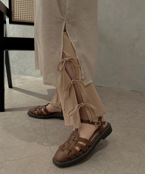 apres jour clair（アプレジュールクレア）の「【apres jour clair】サイドリボンリブパンツ【ZOZOTOWN限定アイテム】（その他パンツ・レディース・ベージュ/ブラウン系その他/アイボリー・フリー/X-LARGE）」の7枚目の写真
