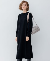【洗える】ヴィスコースストレッチ ストレート ニットワンピース