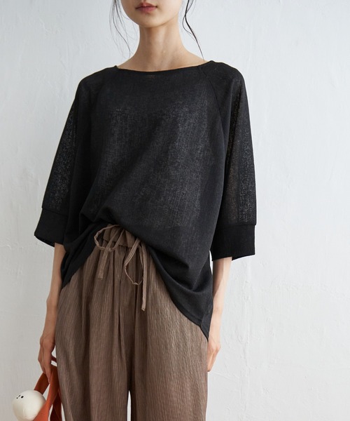 LBC（エルビーシー）の「シアーラグランプルオーバー（Tシャツ/カットソー・レディース・ブラック/オフホワイト/ライム・M）」の2枚目の写真