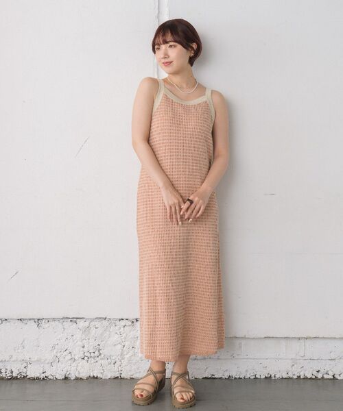 RETRO GIRL（レトロガール）の「ワッフルニットキャミOP（ワンピース・レディース・オレンジ/ブラウン/ブルー・FREE）」の7枚目の写真