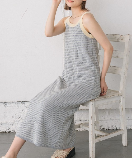 RETRO GIRL（レトロガール）の「ワッフルニットキャミOP（ワンピース・レディース・オレンジ/ブラウン/ブルー・FREE）」の2枚目の写真