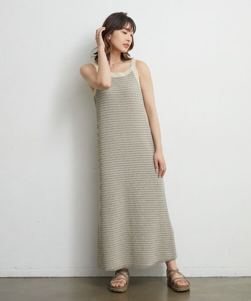 RETRO GIRL（レトロガール）の「ワッフルニットキャミOP（ワンピース・レディース・オレンジ/ブラウン/ブルー・FREE）」の4枚目の写真