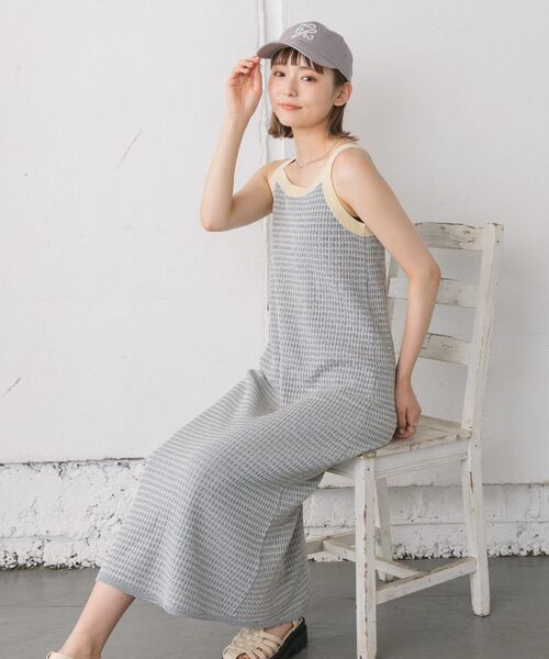 RETRO GIRL（レトロガール）の「ワッフルニットキャミOP（ワンピース・レディース・オレンジ/ブラウン/ブルー・FREE）」の5枚目の写真