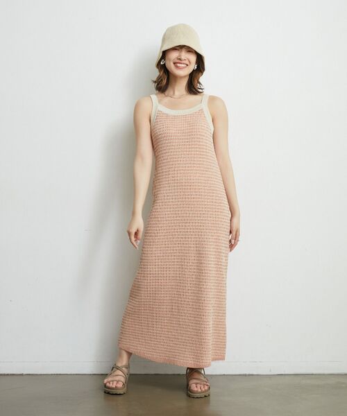 RETRO GIRL（レトロガール）の「ワッフルニットキャミOP（ワンピース・レディース・オレンジ/ブラウン/ブルー・FREE）」の6枚目の写真