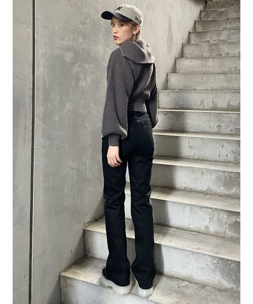 MURUA（ムルーア）の「ZIPショートニット【WEB限定ジップニット】（ニット/セーター・レディース・グレー/オレンジ/ブルー/グリーン/アイボリー・FREE）」の12枚目の写真