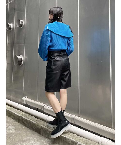 MURUA（ムルーア）の「ZIPショートニット【WEB限定ジップニット】（ニット/セーター・レディース・グレー/オレンジ/ブルー/グリーン/アイボリー・FREE）」の20枚目の写真