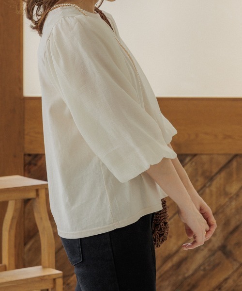 flower（フラワー）の「フェミニンバルーントップ（Tシャツ/カットソー・レディース・アイボリー/ブラウン・FREE）」の6枚目の写真