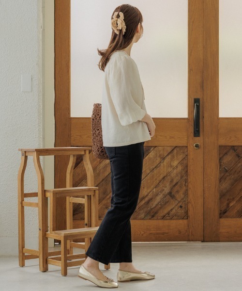 flower（フラワー）の「フェミニンバルーントップ（Tシャツ/カットソー・レディース・アイボリー/ブラウン・FREE）」の8枚目の写真