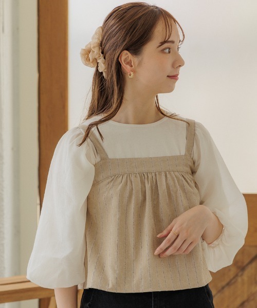 flower（フラワー）の「フェミニンバルーントップ（Tシャツ/カットソー・レディース・アイボリー/ブラウン・FREE）」の10枚目の写真