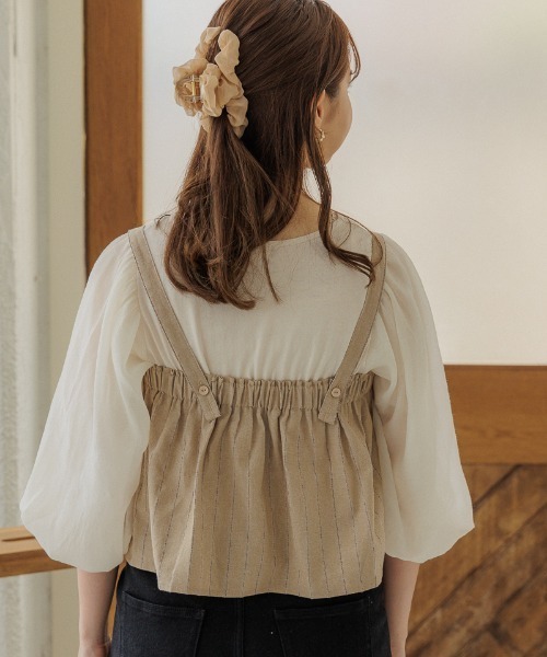 flower（フラワー）の「フェミニンバルーントップ（Tシャツ/カットソー・レディース・アイボリー/ブラウン・FREE）」の12枚目の写真