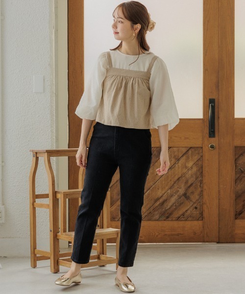 flower（フラワー）の「フェミニンバルーントップ（Tシャツ/カットソー・レディース・アイボリー/ブラウン・FREE）」の15枚目の写真