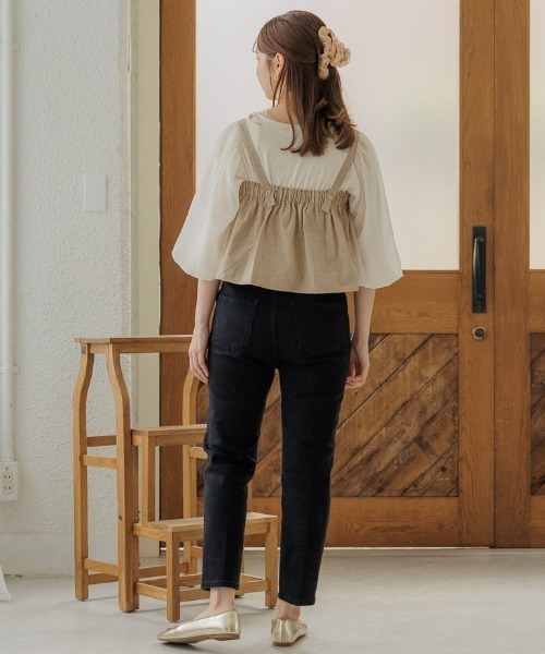 flower（フラワー）の「フェミニンバルーントップ（Tシャツ/カットソー・レディース・アイボリー/ブラウン・FREE）」の17枚目の写真