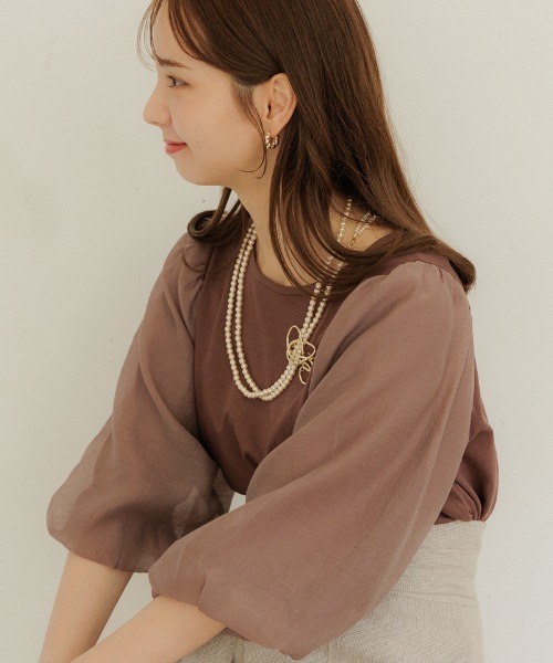 flower（フラワー）の「フェミニンバルーントップ（Tシャツ/カットソー・レディース・アイボリー/ブラウン・FREE）」の21枚目の写真