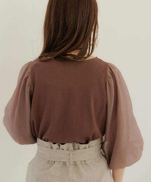 flower（フラワー）の「フェミニンバルーントップ（Tシャツ/カットソー・レディース・アイボリー/ブラウン・FREE）」の22枚目の写真