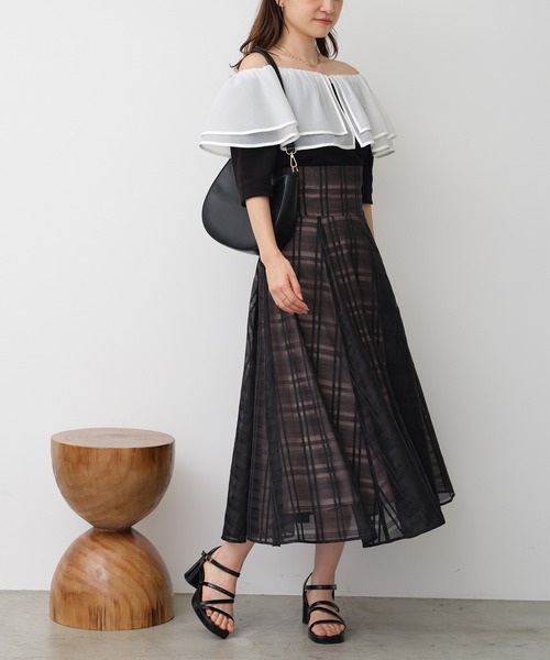 one after another NICE CLAUP(ワンアフターアナザーナイスクラップ)の「【S/Mサイズあり】バックレースアップフレアスカート(スカート・レディース・ブラック/ブラック系その他/ホワイト系その他/ドット・MEDIUM/SMALL)」の14枚目の写真