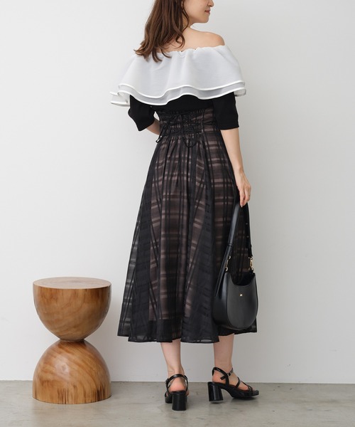 one after another NICE CLAUP(ワンアフターアナザーナイスクラップ)の「【S/Mサイズあり】バックレースアップフレアスカート(スカート・レディース・ブラック/ブラック系その他/ホワイト系その他/ドット・MEDIUM/SMALL)」の5枚目の写真