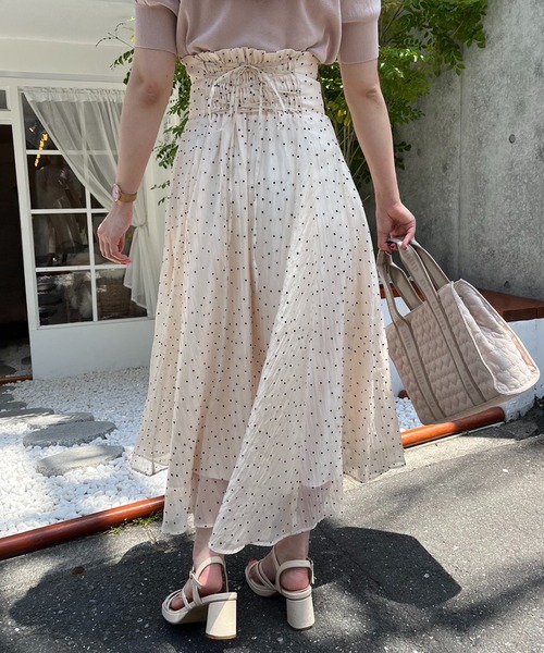 one after another NICE CLAUP(ワンアフターアナザーナイスクラップ)の「【S/Mサイズあり】バックレースアップフレアスカート(スカート・レディース・ブラック/ブラック系その他/ホワイト系その他/ドット・MEDIUM/SMALL)」の7枚目の写真