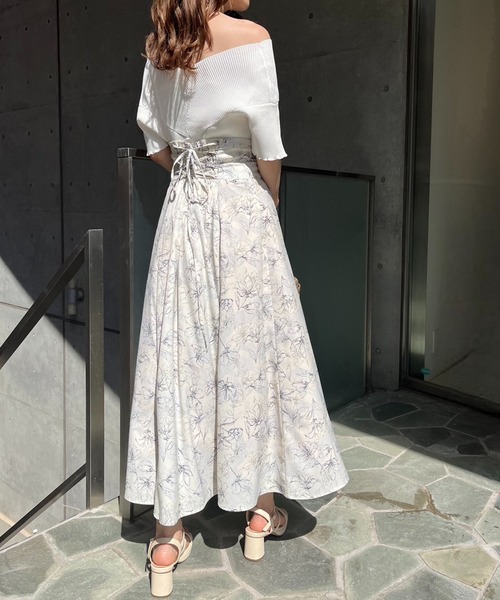 one after another NICE CLAUP(ワンアフターアナザーナイスクラップ)の「【S/Mサイズあり】バックレースアップフレアスカート(スカート・レディース・ブラック/ブラック系その他/ホワイト系その他/ドット・MEDIUM/SMALL)」の12枚目の写真