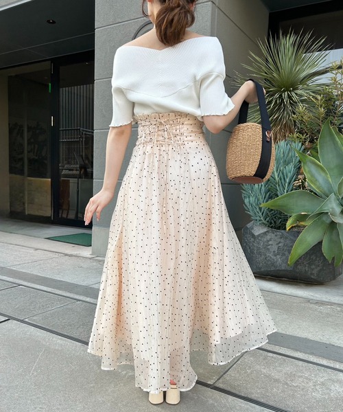 one after another NICE CLAUP(ワンアフターアナザーナイスクラップ)の「【S/Mサイズあり】バックレースアップフレアスカート(スカート・レディース・ブラック/ブラック系その他/ホワイト系その他/ドット・MEDIUM/SMALL)」の10枚目の写真