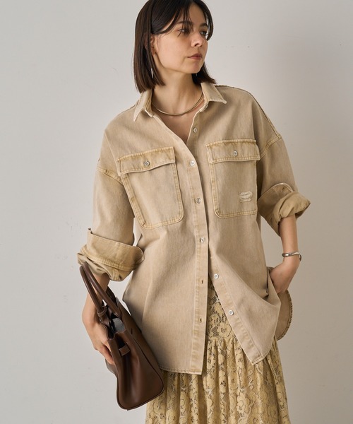 ★新品★Loungedress ラウンジドレス ダメージデニムシャツ ダメージデニムシャツ（シャツ/ブラウス）｜LOUNGEDRESS