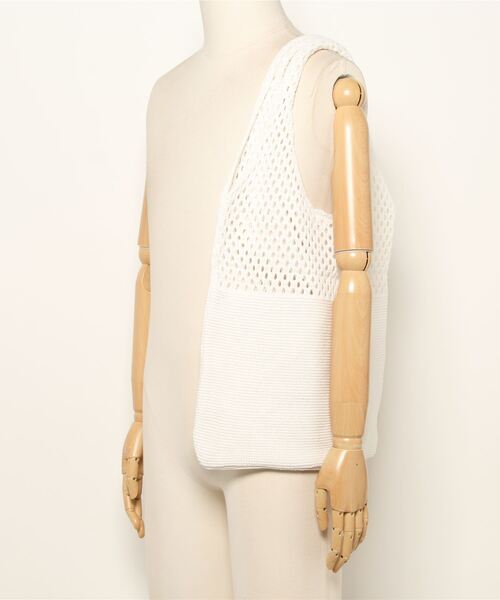 REAL CUBE（リアルキューブ）の「メッシュニットトートバッグ（トートバッグ・レディース・ブラック/オフホワイト/ベージュ・FREE）」の5枚目の写真