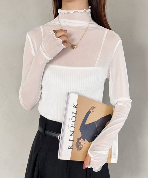 MYMOOD.(マイムード)の「フィンガーホール メロウハイネックシアートップス(その他トップス・レディース・グレー/グリーン/アイボリー/ブラック/ホワイト/ピンク・FREE)」の13枚目の写真