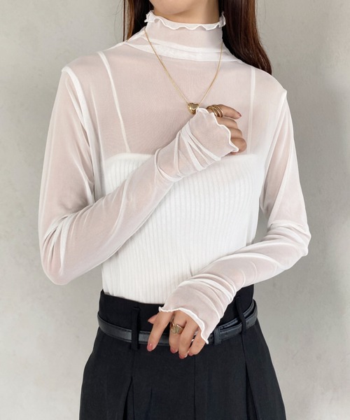 MYMOOD.(マイムード)の「フィンガーホール メロウハイネックシアートップス(その他トップス・レディース・グレー/グリーン/アイボリー/ブラック/ホワイト/ピンク・FREE)」の14枚目の写真