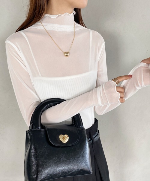 MYMOOD.(マイムード)の「フィンガーホール メロウハイネックシアートップス(その他トップス・レディース・グレー/グリーン/アイボリー/ブラック/ホワイト/ピンク・FREE)」の8枚目の写真