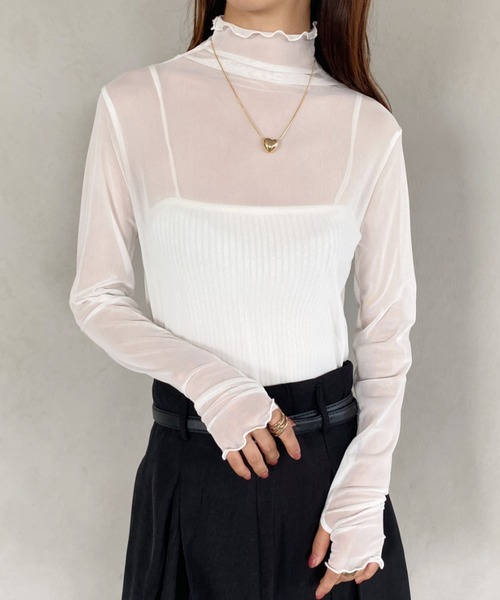 MYMOOD.(マイムード)の「フィンガーホール メロウハイネックシアートップス(その他トップス・レディース・グレー/グリーン/アイボリー/ブラック/ホワイト/ピンク・FREE)」の10枚目の写真