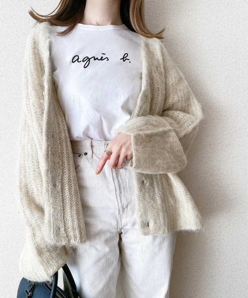 GeeRA(ジーラ)の「【新色追加】ミックスシャギーオーバーサイズVネックカーディガン(カーディガン/ボレロ・レディース・ベージュ/グレー/オフホワイト/ライトグレー・MEDIUM/LARGE)」の16枚目の写真