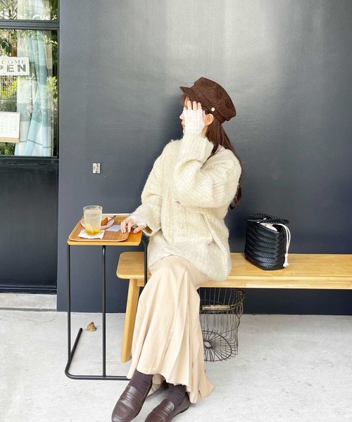 GeeRA(ジーラ)の「【新色追加】ミックスシャギーオーバーサイズVネックカーディガン(カーディガン/ボレロ・レディース・ベージュ/グレー/オフホワイト/ライトグレー・MEDIUM/LARGE)」の14枚目の写真