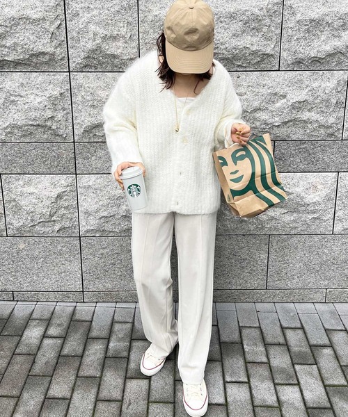 GeeRA(ジーラ)の「【新色追加】ミックスシャギーオーバーサイズVネックカーディガン(カーディガン/ボレロ・レディース・ベージュ/グレー/オフホワイト/ライトグレー・MEDIUM/LARGE)」の17枚目の写真