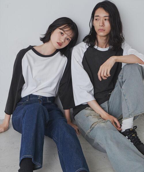 THE STANDARD（ザスタンダード）の「WEGO/ラグランプルオーバー（Tシャツ/カットソー・メンズ・ホワイト/ブラック系その他/ブラック・MEDIUM/LARGE）」の4枚目の写真