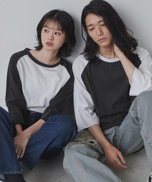 THE STANDARD（ザスタンダード）の「WEGO/ラグランプルオーバー（Tシャツ/カットソー・メンズ・ホワイト/ブラック系その他/ブラック・MEDIUM/LARGE）」の5枚目の写真