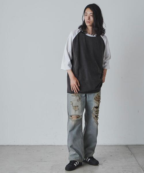 THE STANDARD（ザスタンダード）の「WEGO/ラグランプルオーバー（Tシャツ/カットソー・メンズ・ホワイト/ブラック系その他/ブラック・MEDIUM/LARGE）」の8枚目の写真